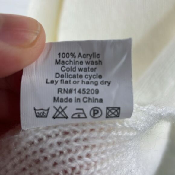 SCARF Tight Knit Rectangular Cream and Gray cozy warm - Picture 8 of 10